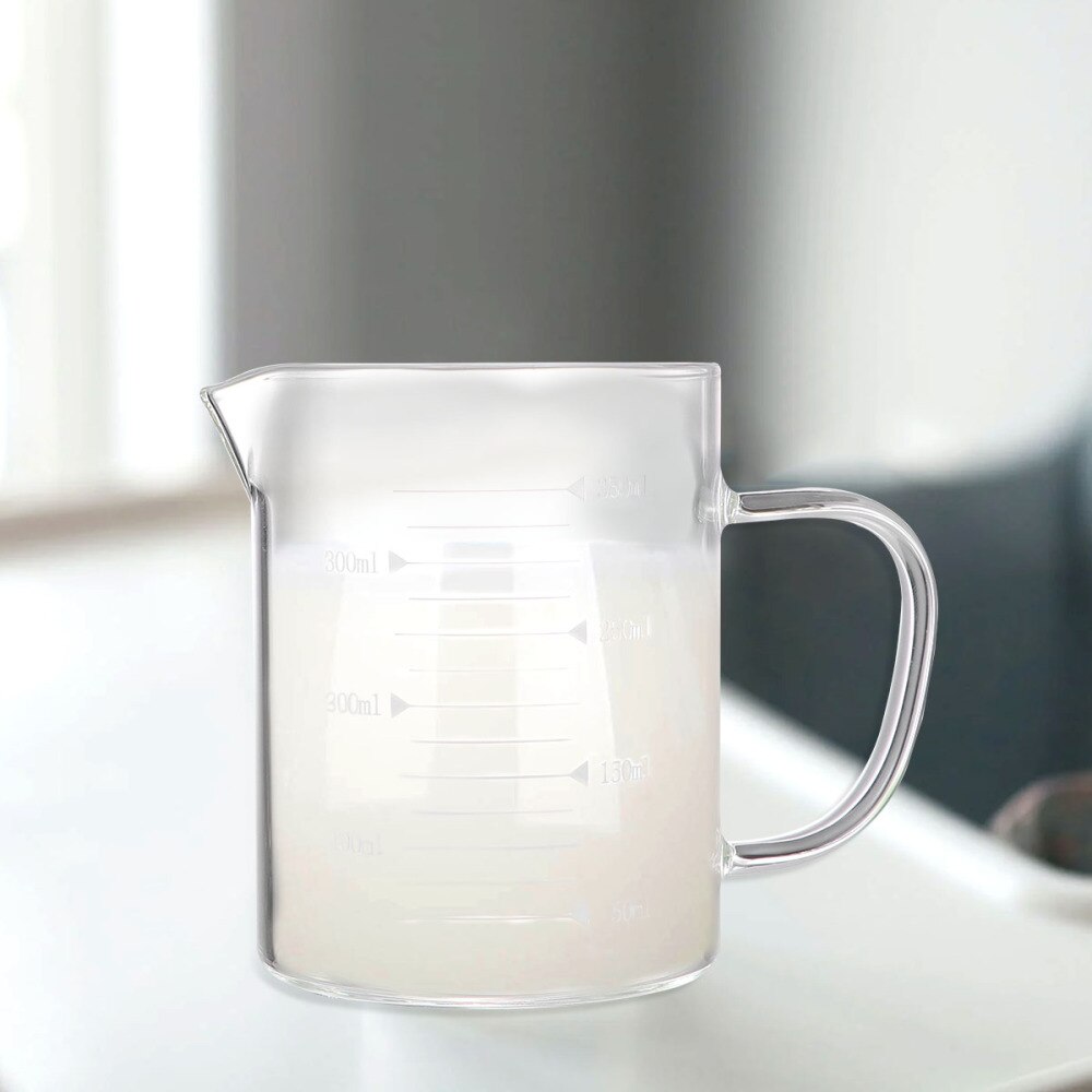 350ml Measuring Cup Glass Heat Resistant Measuring Glass Cup Cup for Kitchen Restaurant (with Cover)