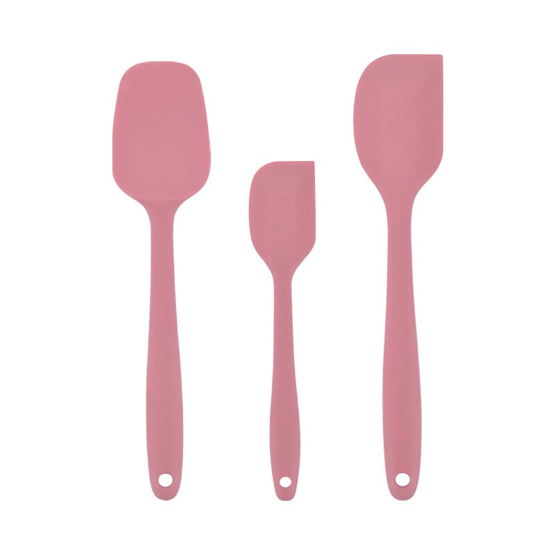 Baking Utensils Food Grade Silicone Scraper Three Piece Baking Set Salad Mixing Large and Small Scraper: pink