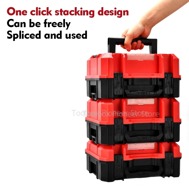 Stacked Protable Toolbox Plastic Suitcase Tool Box Organizer Box Hard Case Large Capacity Storage Box Repair Tools Organizer