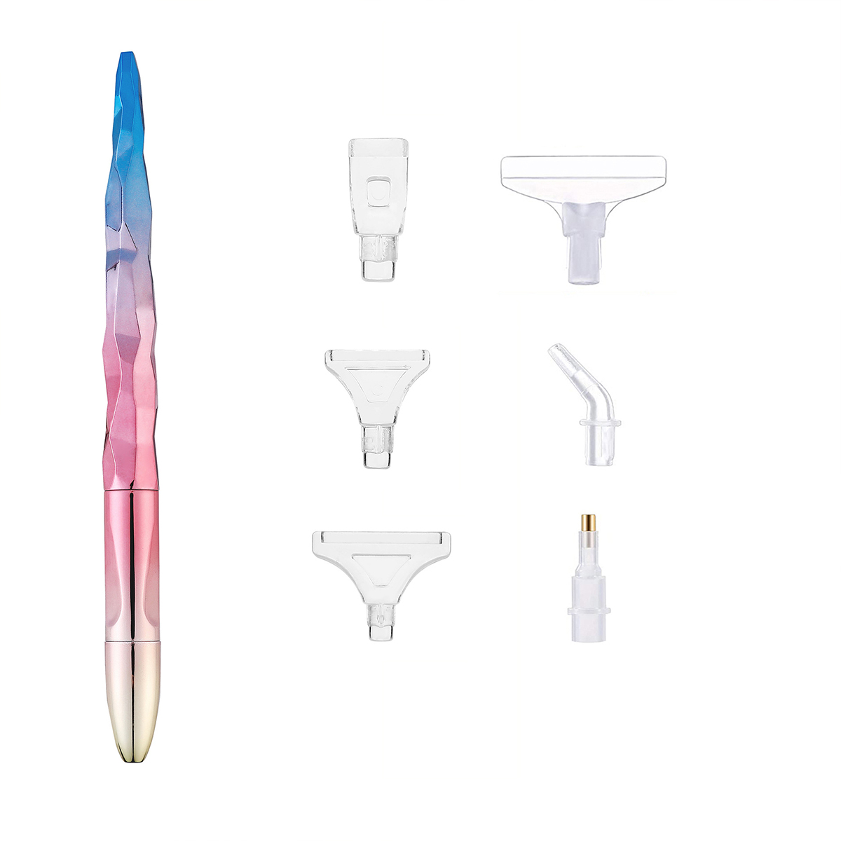 5D Diamond Art Pen, Diamond Painting Pen en accessoires Ergonomische punt Diamond Pen voor ronde en vierkante stenen (1 pen + 6 tips): MULTI