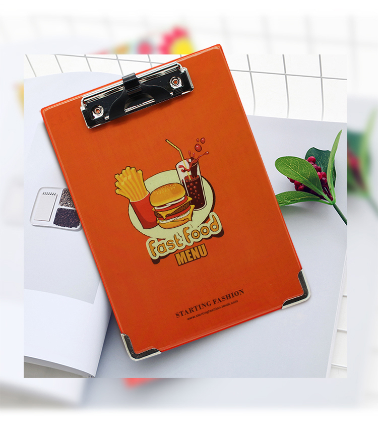 Hotel Restaurnt Clip Folder, A5 size Clipboard with metal corner protector