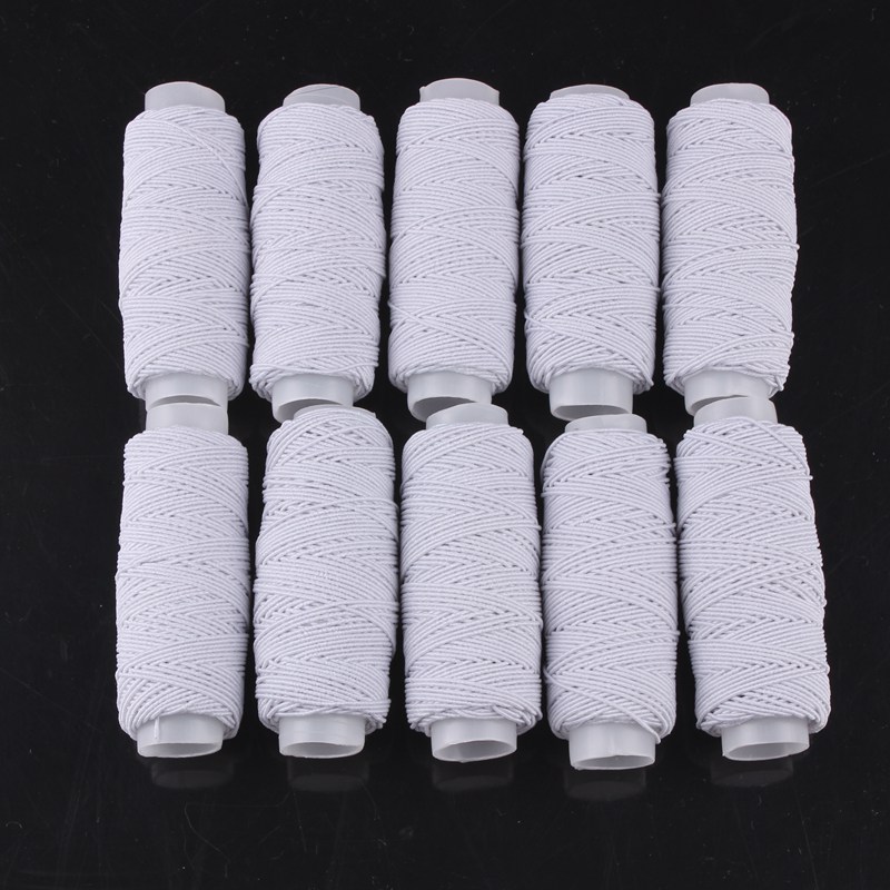 Pulaqi hvid elastisk tråd sæt industriel symaskine tråd blandet elastisk tråd til armbånd syning tilfældig 10 rulle / sæt diy: Hvid