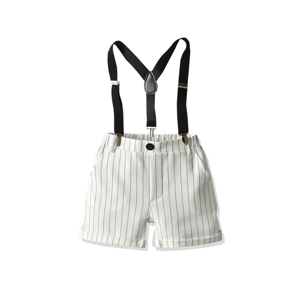 1-8Y Summer Toddler Baby Boys Causal Overalls Shorts Striped Button Elastic Waist Bib Shorts