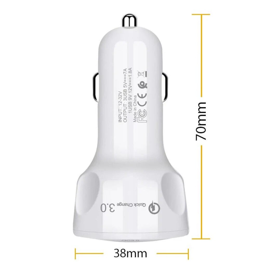 Vehicle Quick Charger Auto Cigarette Lighter Car 3 USB Port White easy