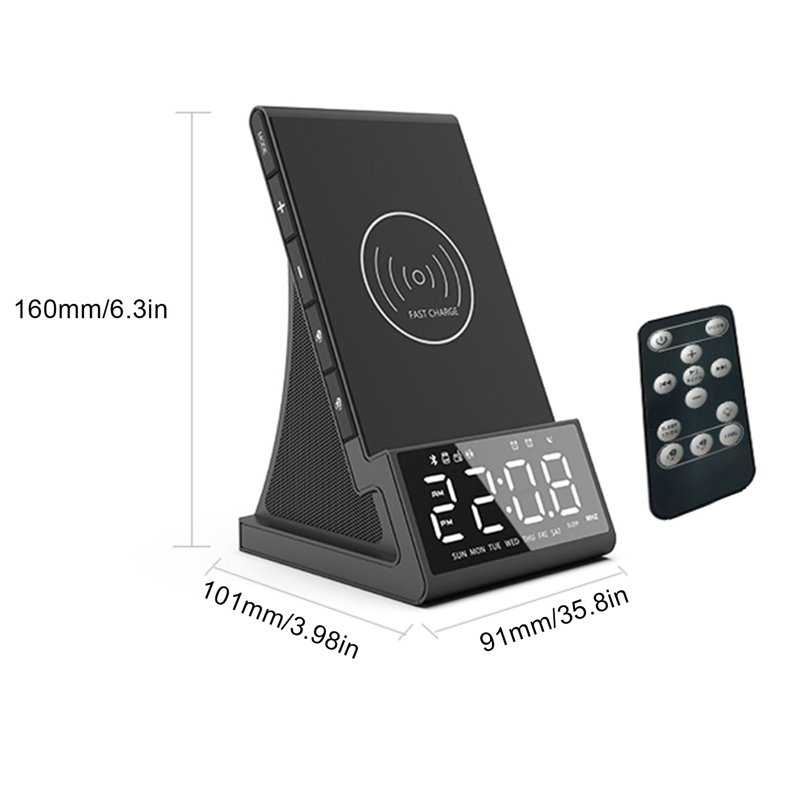 Wireless Charger Alarm Clock FM Bluetooth Playback LED Digital Alarm Clock Radio Remote Control Function Stereo Audio Equipment