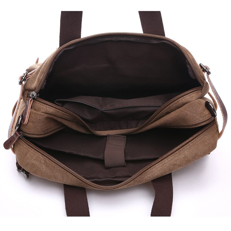 Casual Canvas Bag Business Briefcase Hand Shoulder Three-purpose Bag Large Can Put 17-Inch Laptop