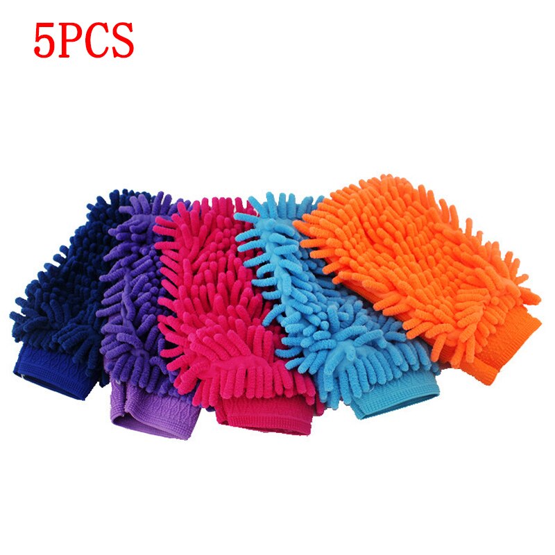 Guantes multifunción de microfibra de doble cara para lavado de coche, accesorios de limpieza para el hogar, paño suave, 5 piezas: Oro