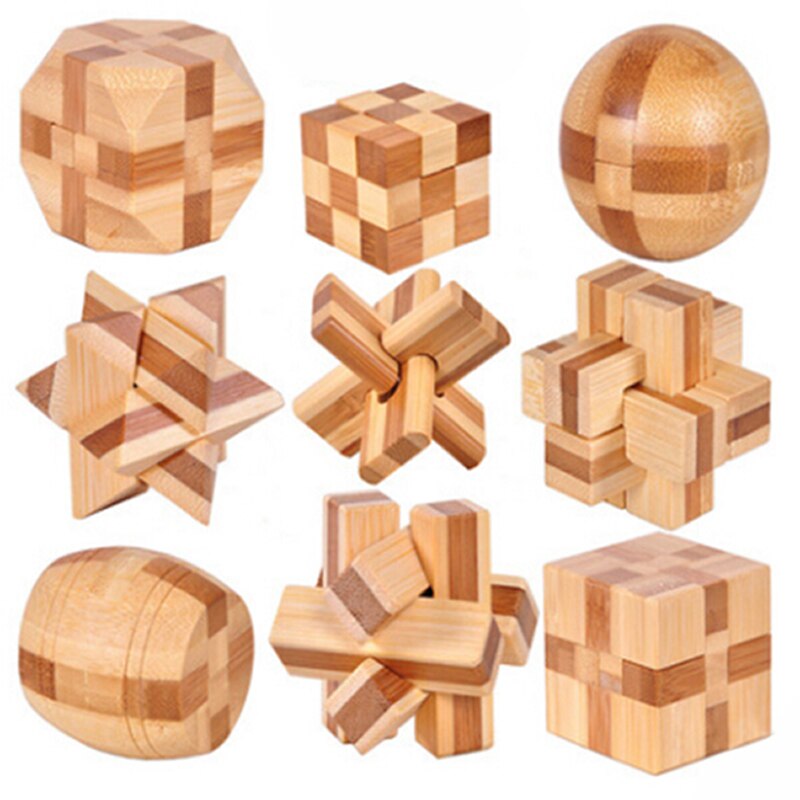 Brain Teaser Kong Ming Lock 3D Houten Grijpende Burr Puzzels Game Speelgoed Voor Volwassenen Kids 4.5x4.5x4.5cm