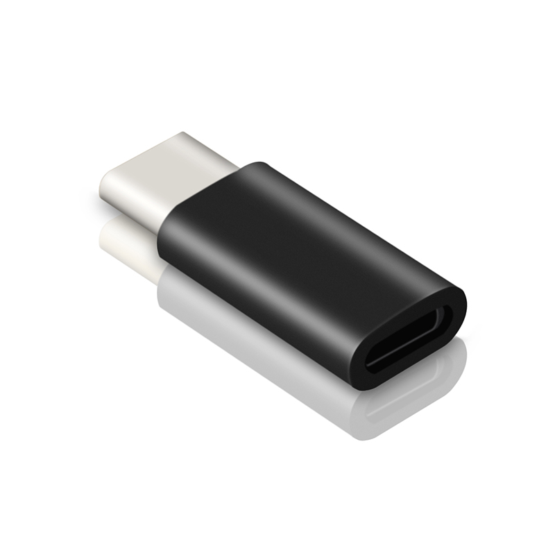 Adaptador für Iphone Zu Usb Typ C Adapter Konverter 8 Stift Jack Usb C Männlichen Splitter für Huawei Iphone Rollenmaschinenlinie Typc ladegerät Adaptateur: Schwarz