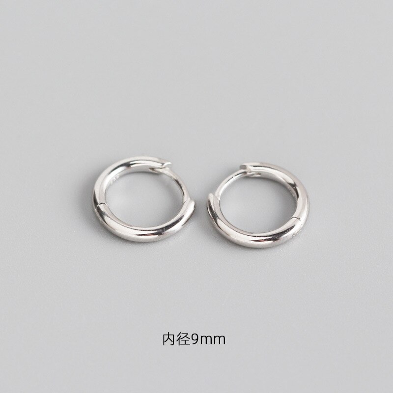 925 Sterling Zilveren Oorbel Mode Zirkoon Kruis Oor Ring Ronde Oor Bot Nagel Oor Gesp Eenvoudige Wilde Trend Jongen Meisje oor Sieraden: 1 pair silver 9mm