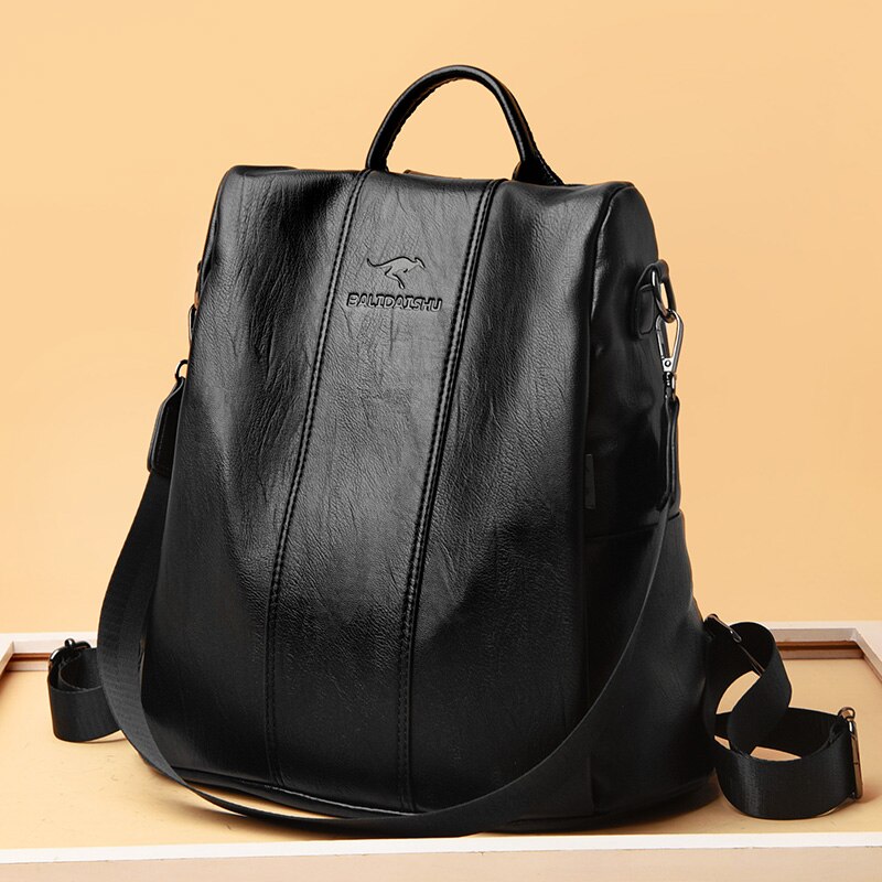 Leather Anti-theft Backpack Women Travel Large Capacity Backpacks Softback Mochila Brand Cute Bags