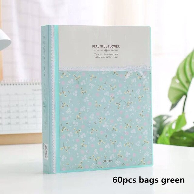 80 Pages Waterproof Multilayer Insert A4 File Folder Bag Document Organizer Bag Paper Storage Case Music Score Clip Pamphlet Box: green 60 pages
