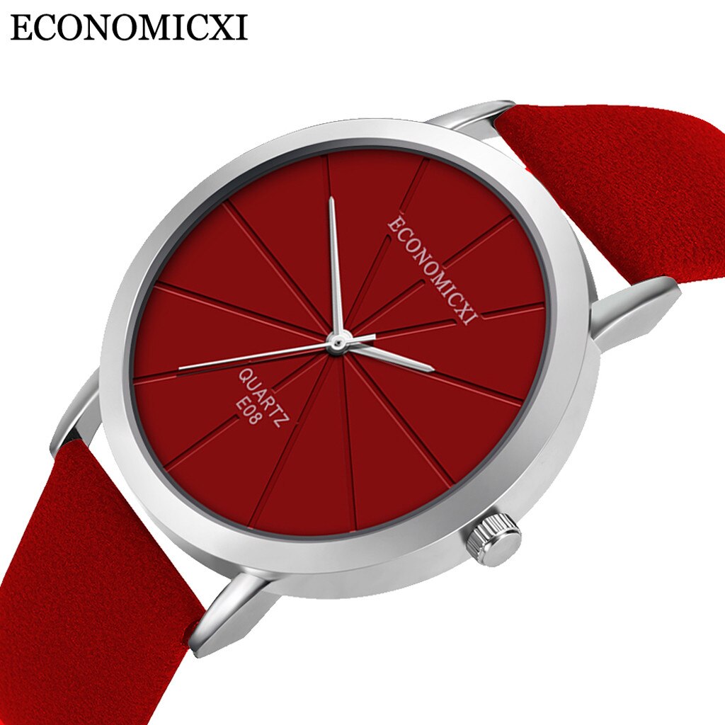 Vrouwen Mode Romeinse Cijfers Horloge Faux Leather Analoge Quartz Horloges Horloges Voor Vrouwen: Red