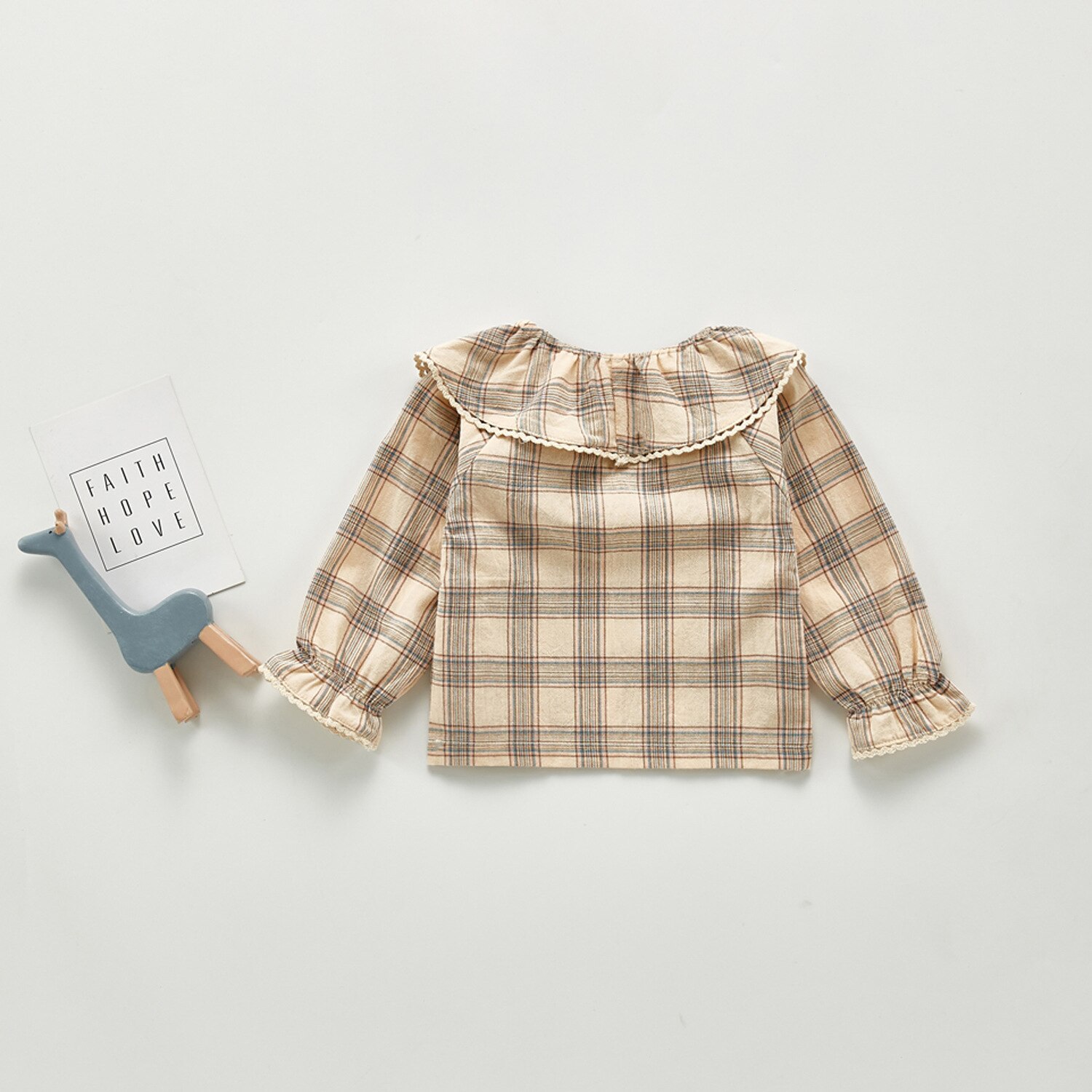 Kinderen T-shirt Baby Meisjes Lange Mouw T-shirt Cartoon Plaid Bloemen Tops Peuter Lente Herfst Katoen Grote Revers Shirts