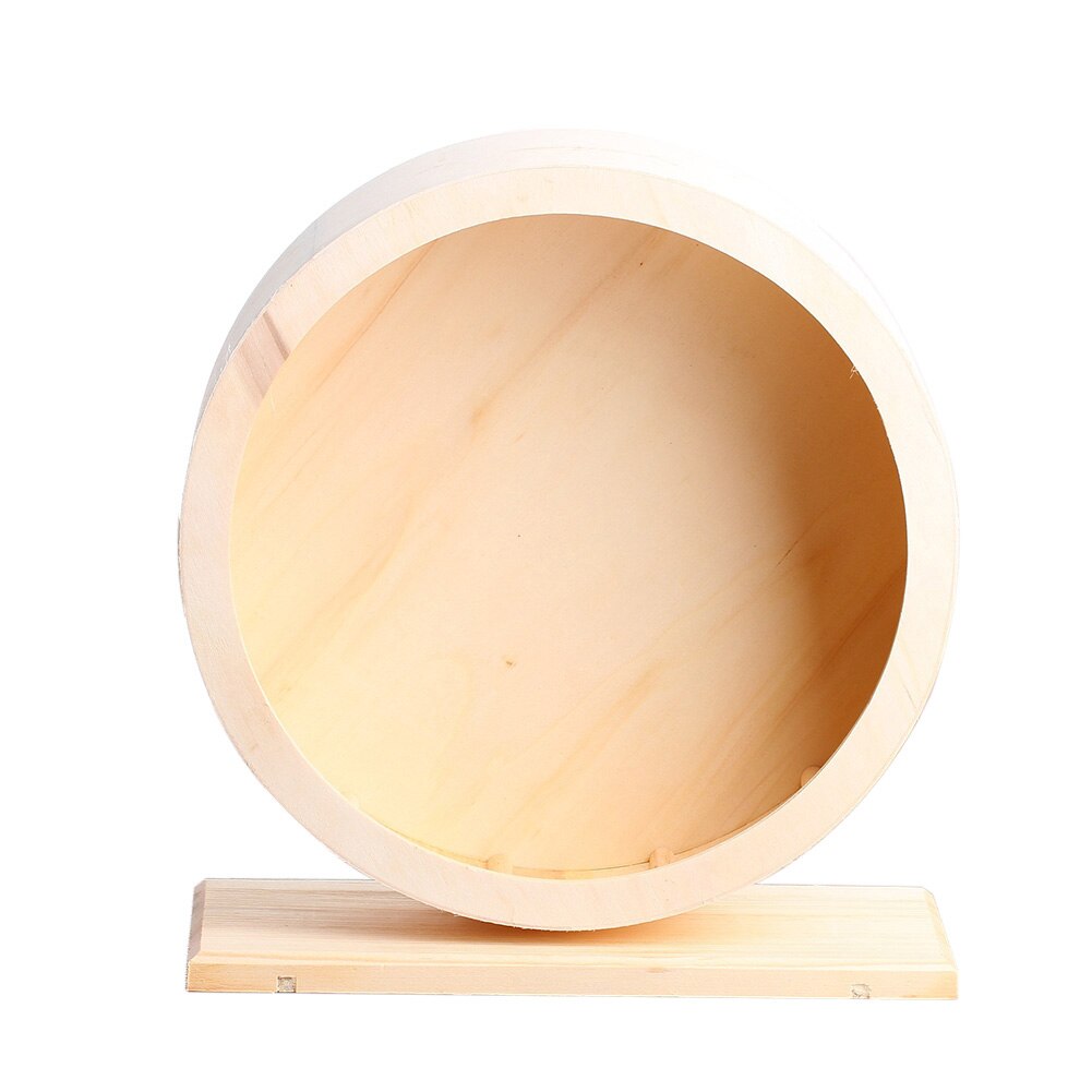 1PC de madera mudo de hámster Ejercicio de carrera juguetes con ruedas para mascotas deportes Joggings la rueda del ratón de Deportes de juguete para mascotas: Wood Color L