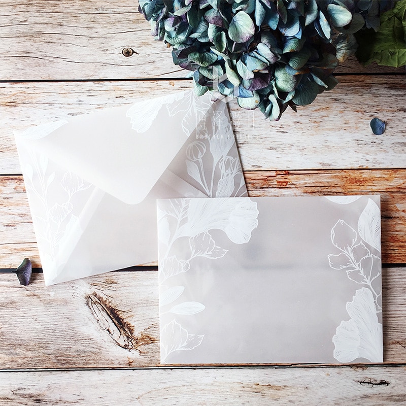 20 Stks/partij Mooie Translucent Zwavelzuur Papieren Envelop Sets Creatieve Ontwerpen Dromerige Kant Bruiloft Uitnodiging