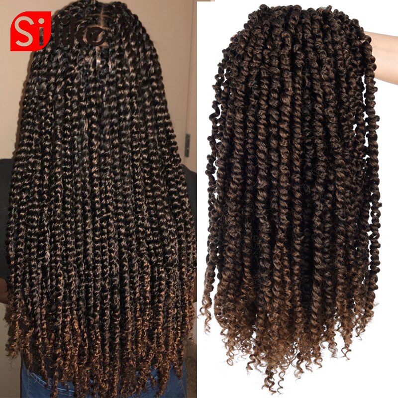 Silike Passion Twist 18 inch Fluffy Pre-Twist Black Pre Stretched Ombre Braiding Hair Synthetic Crochet Braids Hair Extension: T1B/30 / 3Pcs/Lot