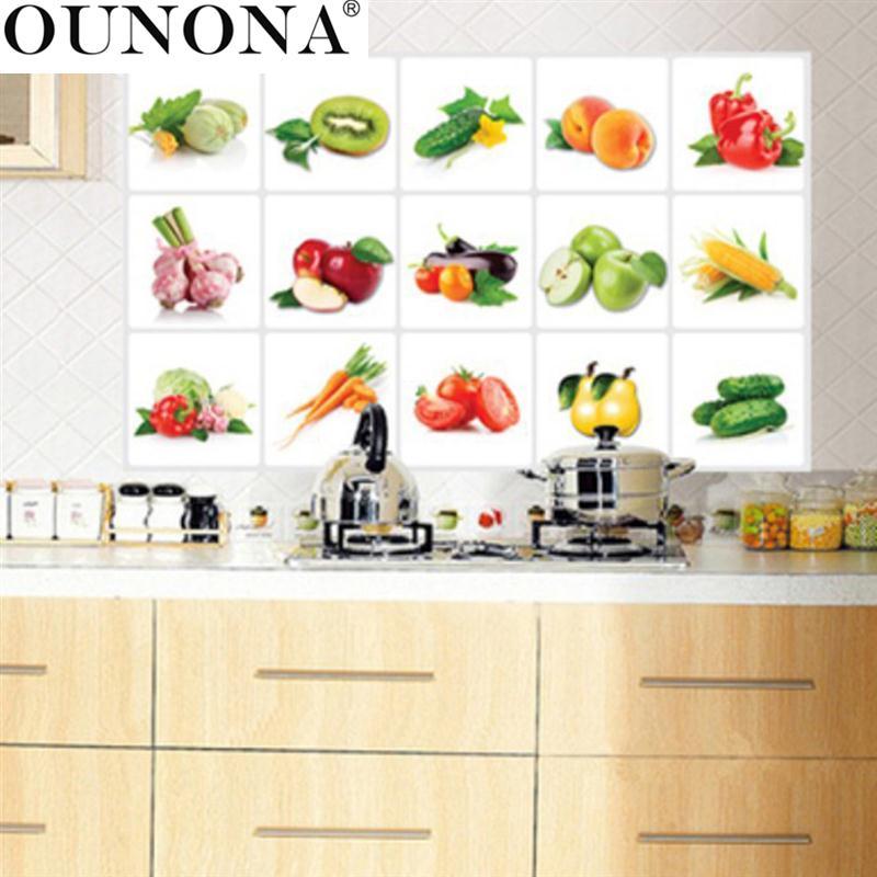 Fruit Kitchen Stickers Anti-oil Paste Waterproof Removable Wall Stickers Decals Wallpaper Tile Home Decor