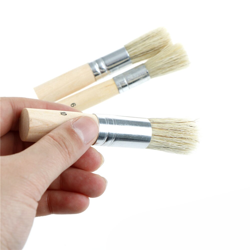 3 Teile/satz Holz Schablone Pinsel Schwein Borsten Pinsel Acryl Aquarell Öl Malerei