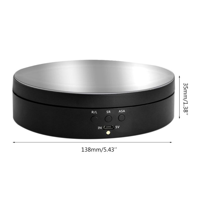 3 Speeds Electric Rotating Display Stand Mirror Turntable Jewelry Holder Battery USB Power