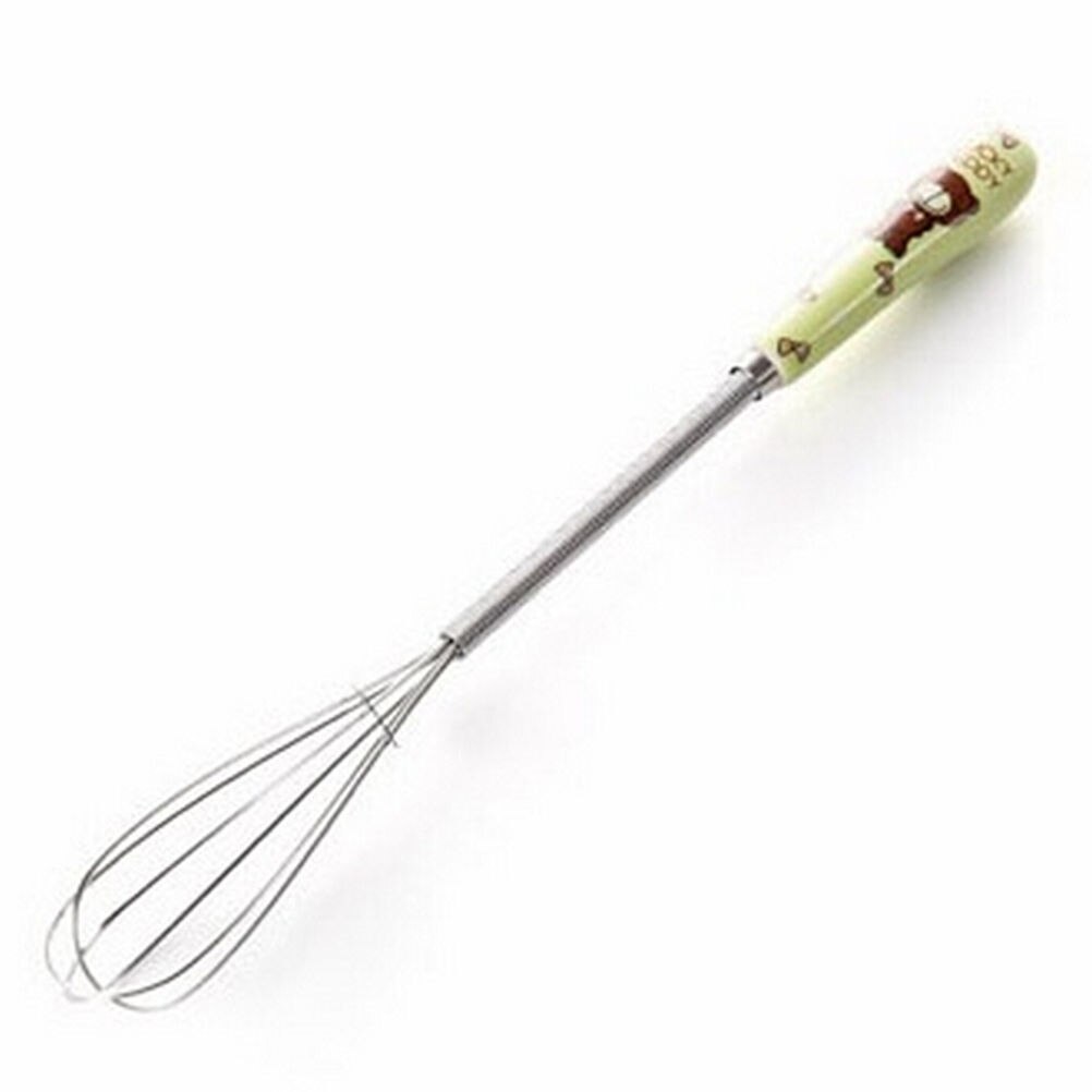 Lang håndtag æg mixer værktøjer lille manuel keramik tegneserie håndtag æg køkken kage bagning mixer mini håndholdt æg visp: Grøn