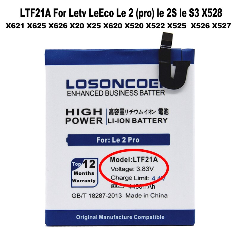 Batterie 6300mAh pour LeEco Letv Le MAX 2 X821 X820 X822 1 Max X900 Pro 3 X650 X728 X720 X722, LTF26A LTF23A LTF21A LTH21A: LTF21A Battery