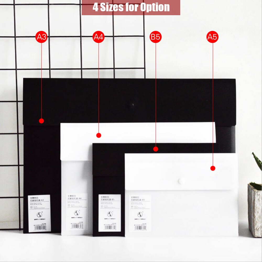 A3/A5/B5 Size Envelope Folder PP Plastic Storage Pouch Holder Paper Document File Folder Organizer Bag with Snap Button Closure