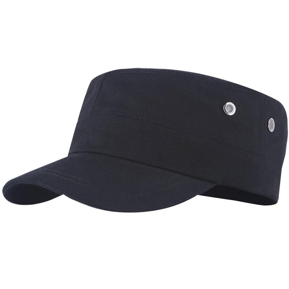 Mode Mannen Effen Kleur Platte Pet Outdoor Zon Bescherming Baseball Hoed Hiphop Uitgerust Cap Hoeden Voor Mannen Vrouwen slijpen: Black