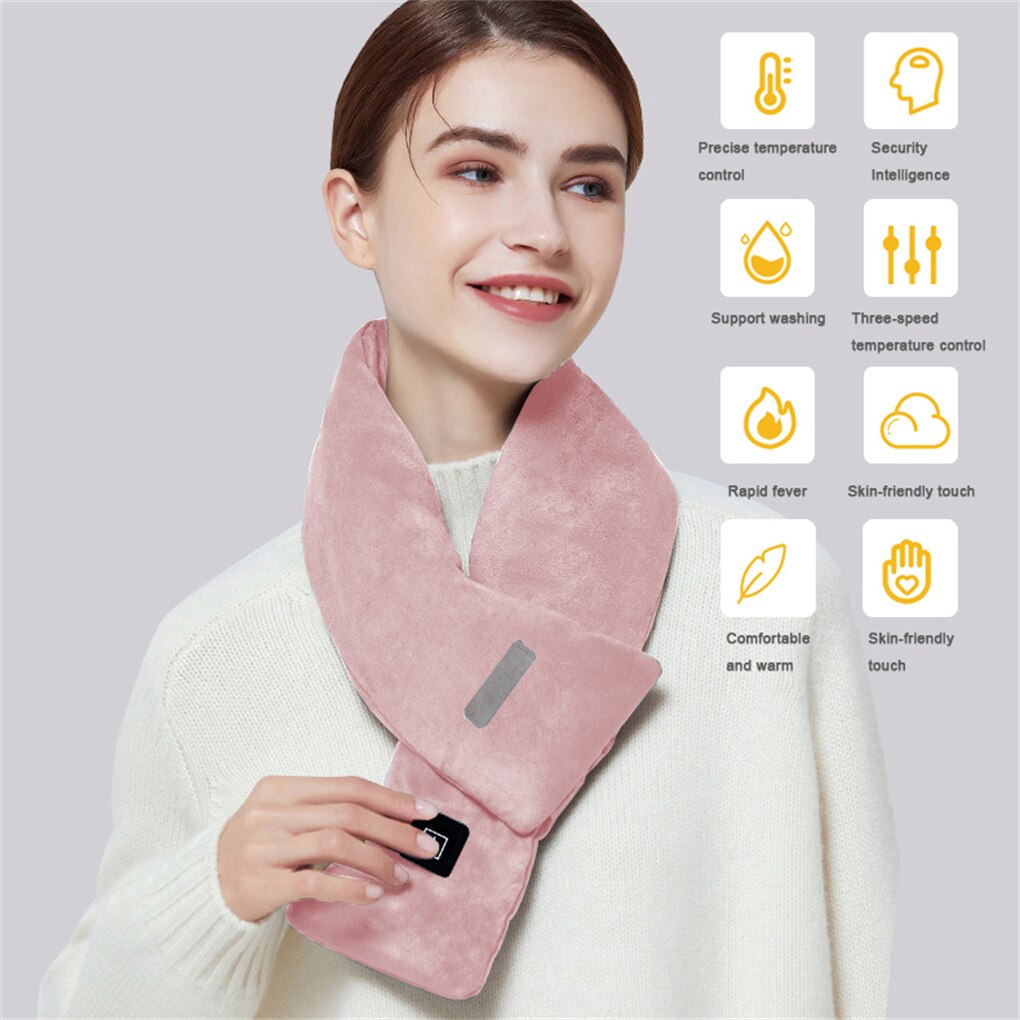 Sciarpe riscaldate da donna scaldacollo esterno temperatura regolabile 45-65 ℃ sciarpe riscaldanti portatile 5W traspirante ricaricabile