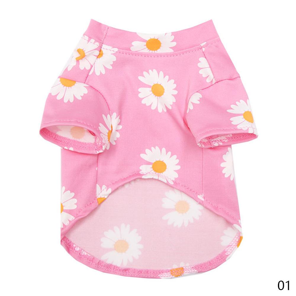 Pet Dog Clothes Dogs Daisy T-Shirt for Small Medium Dogs Puppy Coat Spring Summer Travelling Outfit Cloth Teddy Bichon Chihuahua: 01 / S