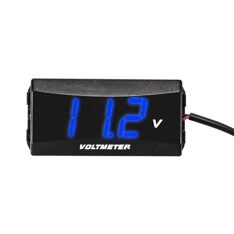 Mini voltímetro Digital LED para motocicleta, medidor de Panel, voltímetro, protección de conexión inversa, 12V-80V: Black BlueLetter