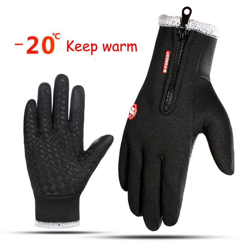 Winter Anti Slip Skiën Fietsen Handschoenen-20 Graden Touchscreen Handschoenen Winddicht Thermische Warm Volledige Vinger Rits Handschoenen !