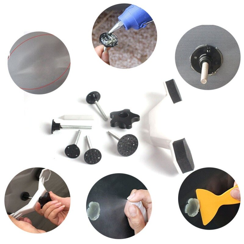 Car Dent Repair Puller Tool Suit Portable Car Auto Body Dent Restorer Metal Plate Dent Patch Kit Car Scratch Remover