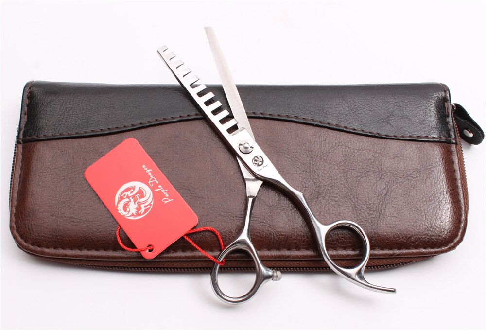 6'' 17cm Japan 440C Purple Dragon Human Hair Thinning Scissors 10 Teeth Barbers' Scissors Thinning Rate 40% Z2005-A