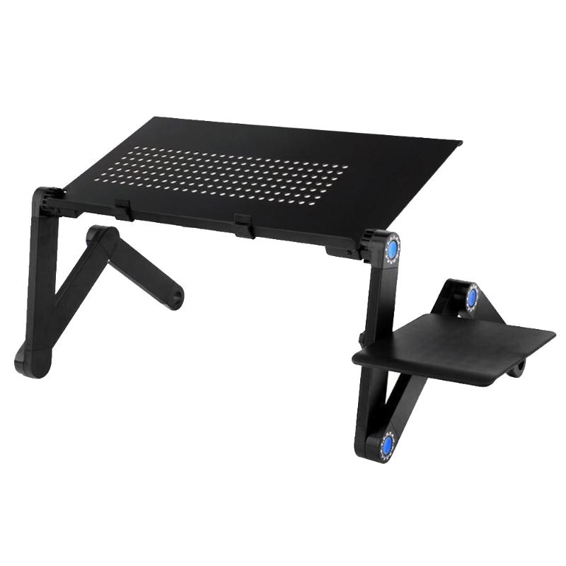 Verstelbare Aluminium Laptop Bureau Ergonomische Draagbare Tv Bed Lapdesk Lade Pc Tafel Stand Notebook Tafel Desk Stand Met Muismat: Hole and Mouse Plate