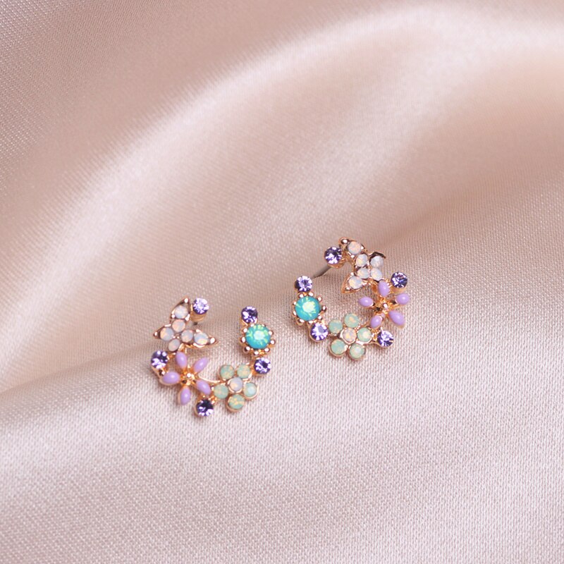 Pendientes de cristal con forma de flor para mujer y niña, aretes de estilo coreano, bisutería , de