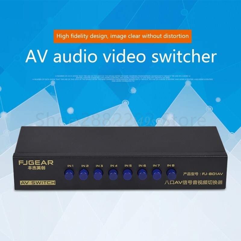 8-Way AV Switch RCA Switcher 8 in 1 out Composite Video L/R Selector Box for DVD STB Game Consoles