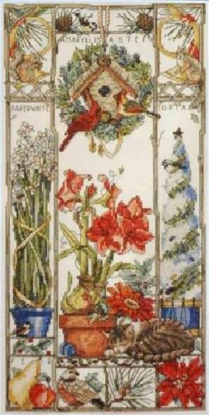 Gold Collection Lovely Counted Cross Stitch Kit Spring Summer Autumn Winter Cat Sampler Janlynn 023-0585 0580 0579, season cat: winter / 11CT unprint canvas