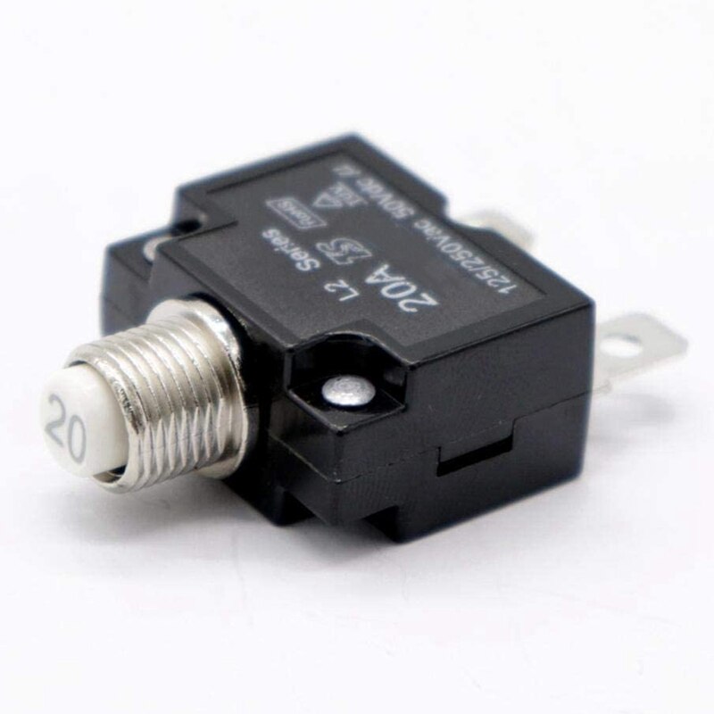 2Pcs 20A/10A Push Button Manual Reset Thermal Circuit Breaker Overload Switch