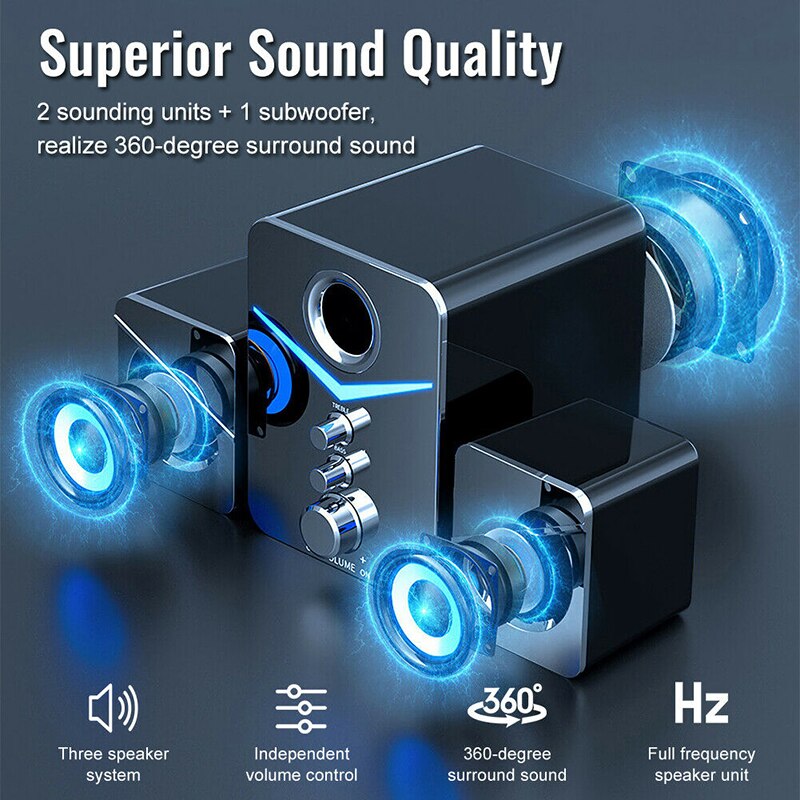 3 stuks surround bass stereo draagbare computerluidsprekers desktopcomputer multimedia bluetooth luidspreker luidspreker met subwoofer