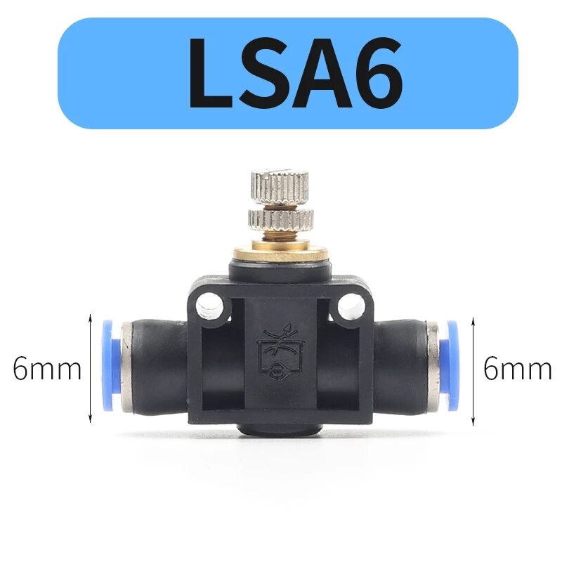 Lsa pneumatikkopplingar justera pneumatik luftgasventil hastighetskontroll snabb slang slang vattenkoppling 4mm 6mm 8mm 10