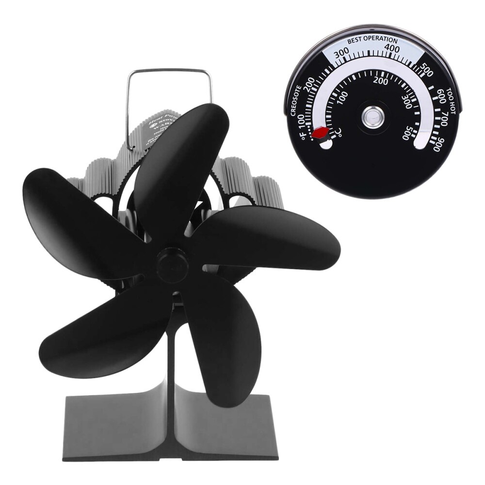 Thermal Power Fan Fireplace Fan 5 Blades Heat Powered Stove Fan Eco-friendly Fan