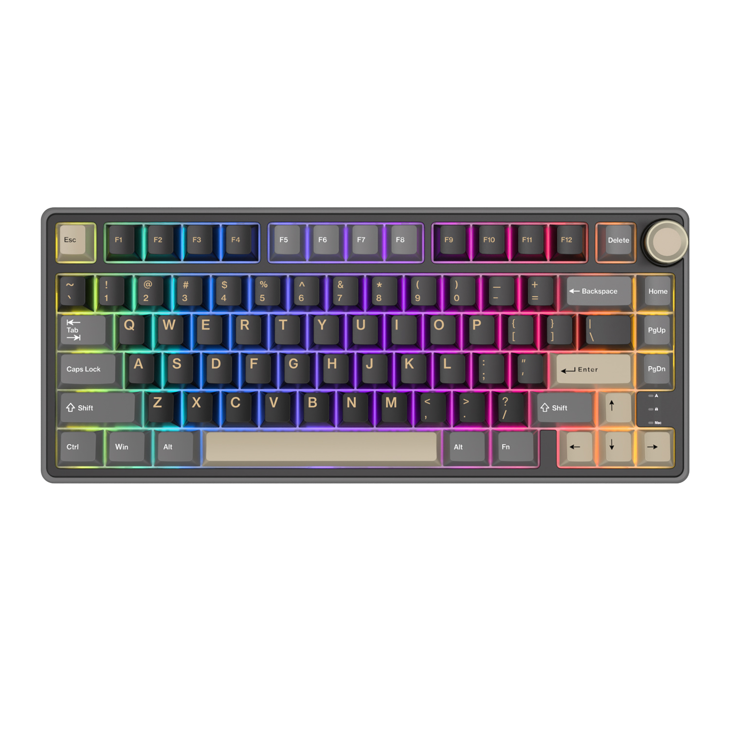 Royal Kludge RK R75 brazylijska mechaniczna uszczelka klawiatury przewodowa klawiatura dla graczy z możliwością wymiany podczas pracy 80 klawiszy podświetlane RGB MDA nasadki na klawisze PBT: CAMEL / Czerwony przełącznik