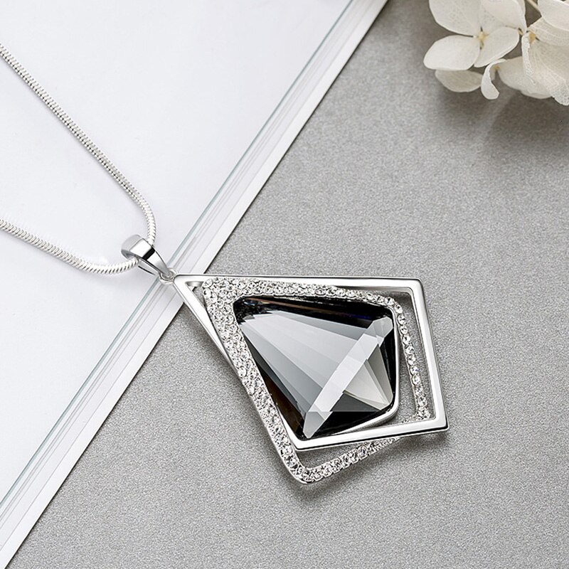 Long Necklaces & Pendants Wedding Jewelry Punk Gold Silver Chain Geometric Crystal Necklace For Women Choker Kolye: M7