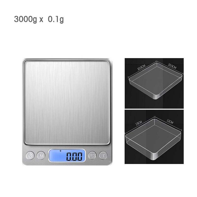 10g 50g 0.01g 0.001g Portátil Digital Balança balança eletrônica escalas de bancada Comida Cozinha Cozinhar Precisa Peso escalas Libra: 3kg x 0.1g
