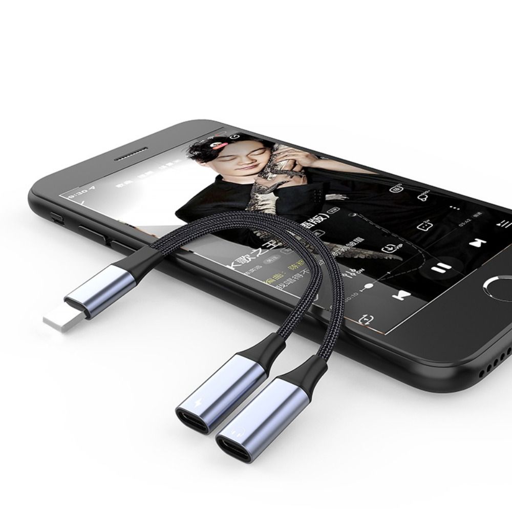 Pequeño divisor de cable auxiliar 3,5 MM Jack 2 en 1 Adaptador de audio IOS a IOS a 3,5 mm AUX hembra 2 en 1 auriculares: Marrón