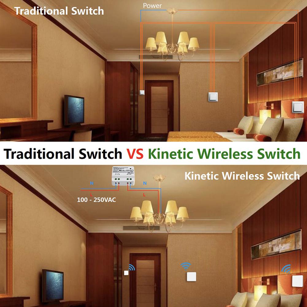 Wireless Lights Switch Kit No Battery No Wiring Quick Create Or Relocate On/off Switches For Lamps Fans Appliances Remote Light