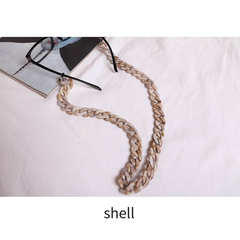 Chaîne de lunettes de soleil de retenue de lunettes de soleil de 20 couleurs, corde de lunettes de lecture en acrylique de 70cm longueurs, sangles de maintien de lanière vintage antidérapantes: Coquille
