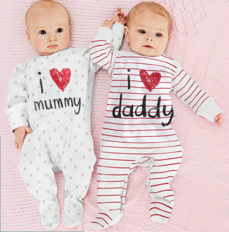 Cute newborn toddler baby boy girl romper letter print jumpsuit baby clothes