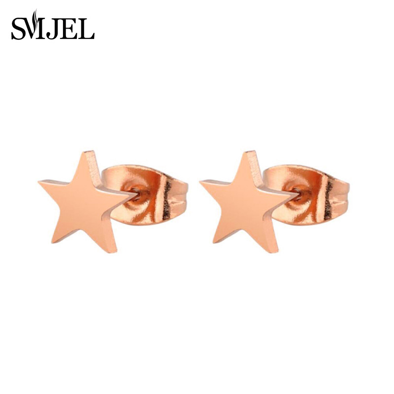 Nuevos pendientes de tuerca de estrella hueca de acero inoxidable para mujer, joyería de de cumpleaños Celestial para el día a día, adolescente y madre: Chapado en cobre envejecido